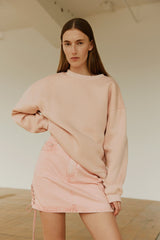 Casey Denim Lace Skirt in Light Rose