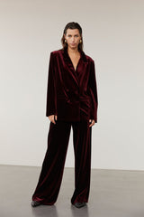 Velvet Trouser in Burgundy