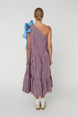 Striped Bow Midi Dress