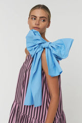 Striped Bow Midi Dress