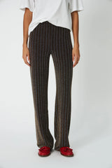 Striped Lurex Jersey Pants in Gold Silver Shimmer