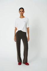 Striped Lurex Jersey Pants in Gold Silver Shimmer