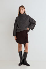 Sully Wool Skirt in Chocolate Brown