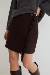Sully Wool Skirt in Chocolate Brown