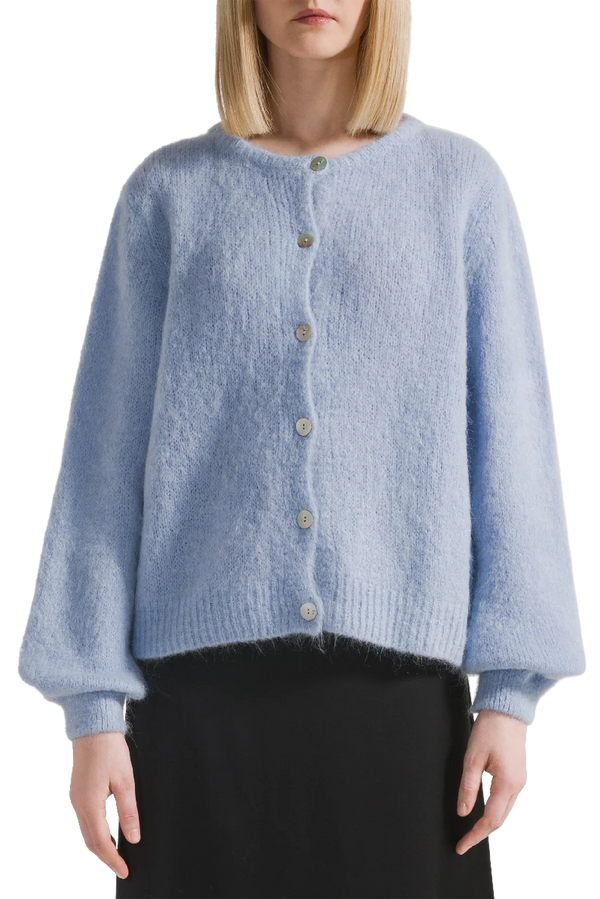 Susan Alpaca Cardigan in Light Blue