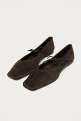 Sway Suede Leather Ballet Flats in Coffee Brown