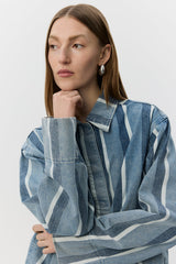 Striped Blue Denim Jacket