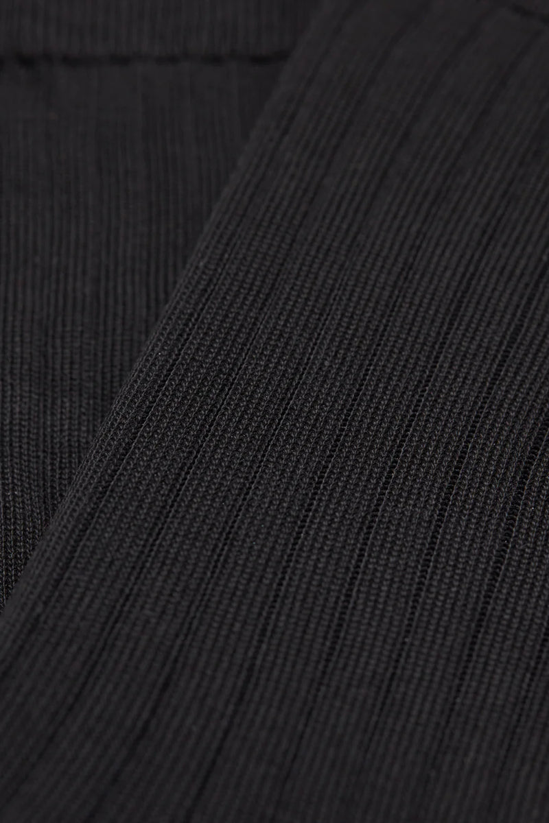Close-up of black ribbed knit fabric
