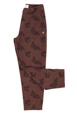 Trousers in Brown with Black Roses