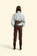 Trousers in Brown with Black Roses
