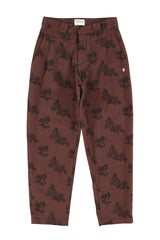 Trousers in Brown with Black Roses
