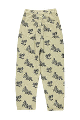 Trousers in Light Green with Black Roses