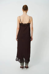 Underlayer Lace Dress in Dark Brown
