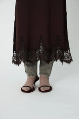 Underlayer Lace Dress in Dark Brown