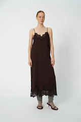 Underlayer Lace Dress in Dark Brown
