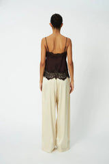 Underlayer Lace Top in Dark Brown