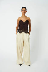 Underlayer Lace Top in Dark Brown