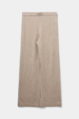 Brown Melange Wide Knit Trousers