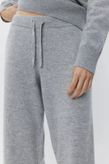 Grey Melange Wide Knit Trousers