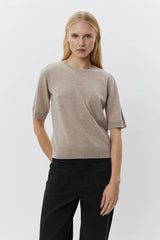 Viana Short Sleeve Knit in Brown Mélange