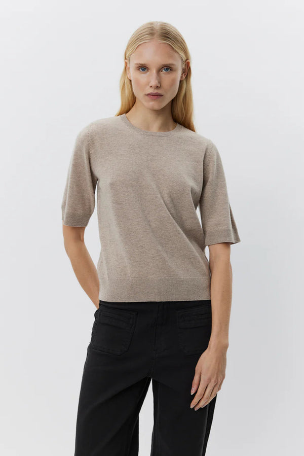 Viana Short Sleeve Knit in Brown Mélange