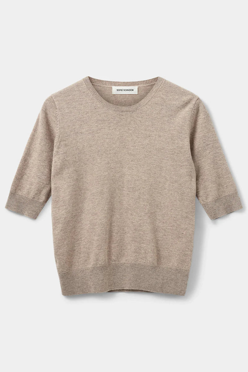 Viana Short Sleeve Knit in Brown Mélange