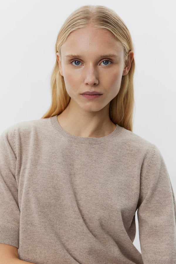 Viana Short Sleeve Knit in Brown Mélange
