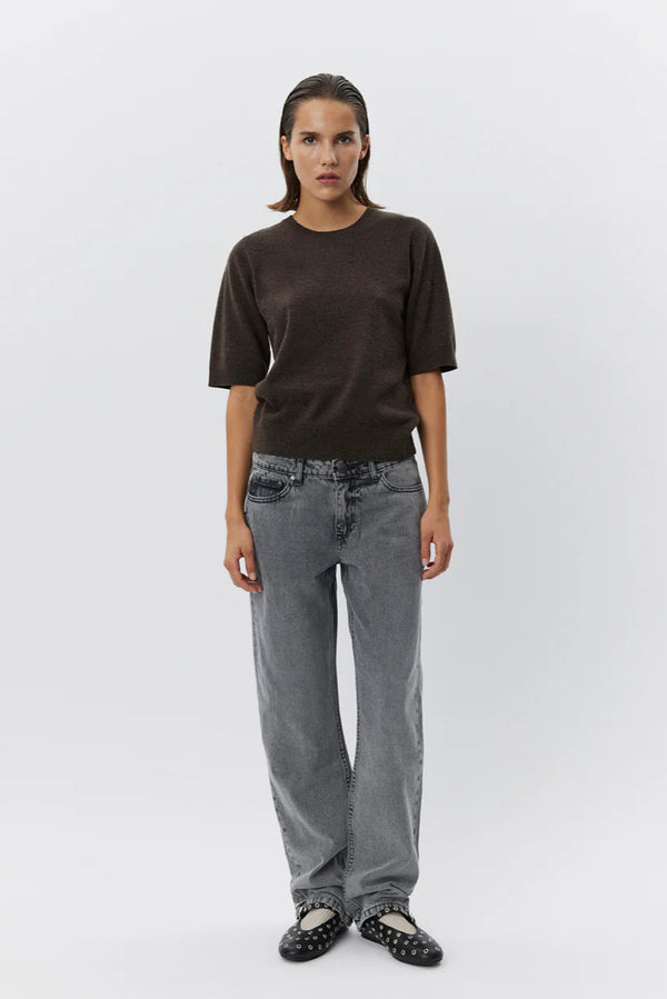 Viana Short Sleeve Knit in Brown Fudge