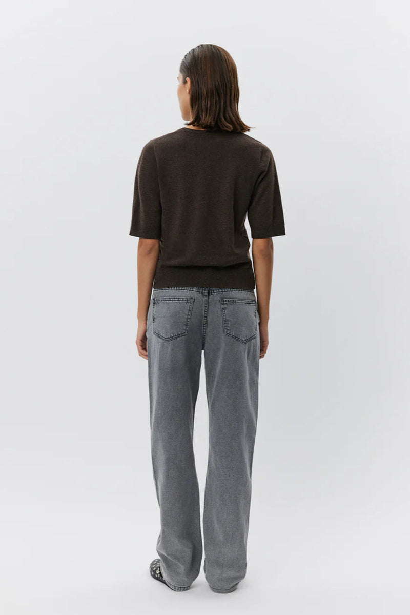 Viana Short Sleeve Knit in Brown Fudge