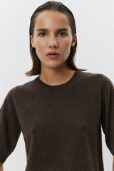 Viana Short Sleeve Knit in Brown Fudge