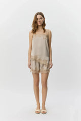 Vira Lace Detail Top in Feather Grey