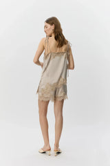 Vira Lace Detail Top in Feather Grey