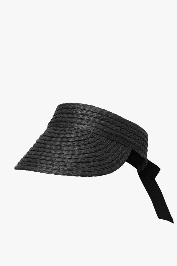 Straw Hat Visor in Black