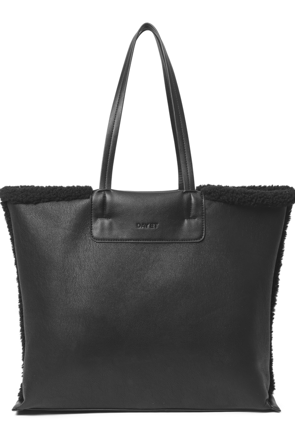 Faux Shearling Bag in Black
