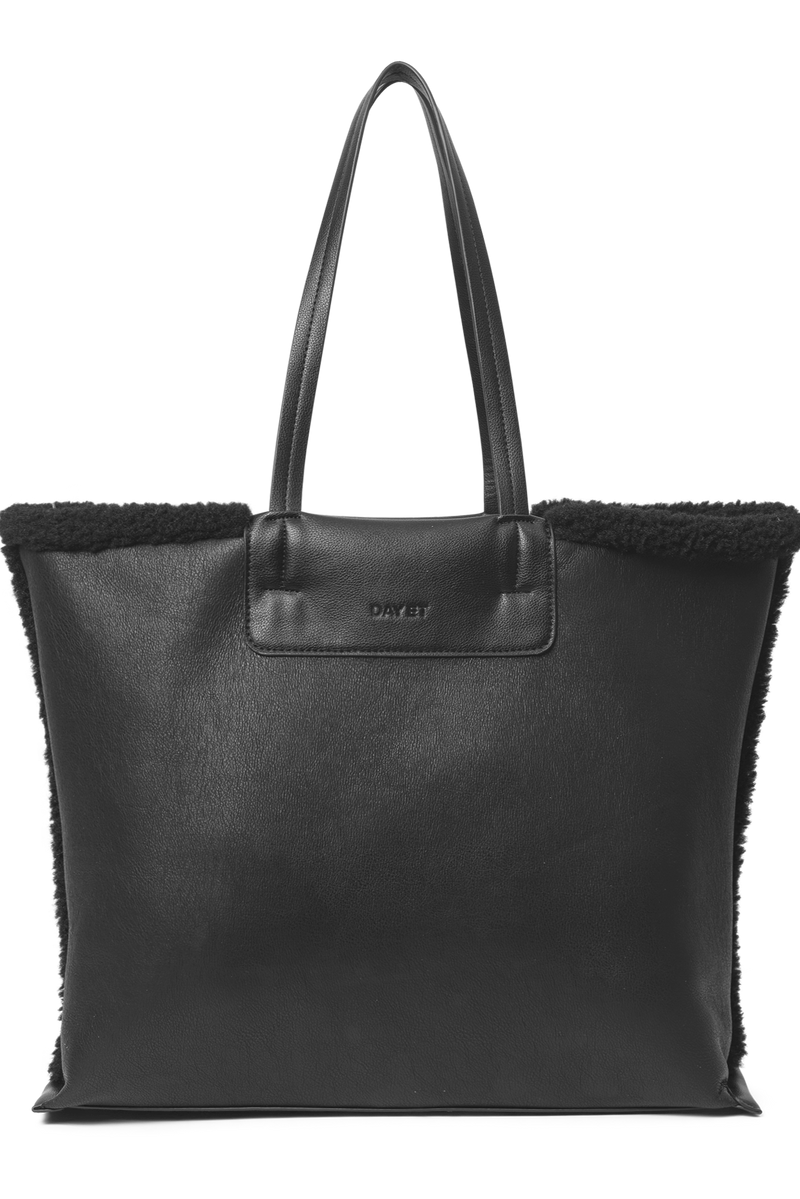 Faux Shearling Bag in Black