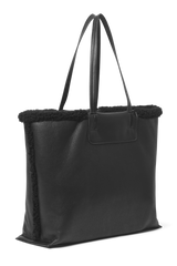 Faux Shearling Bag in Black