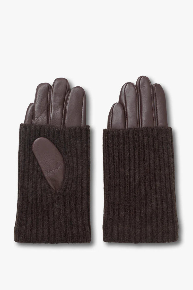 Faux Leather Gloves in Chocolate Plum