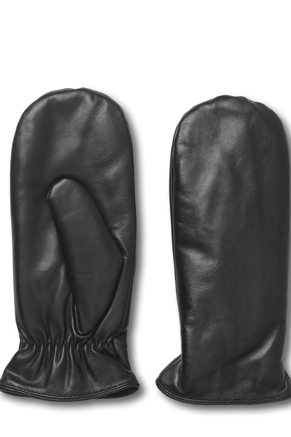 Faux Leather Mittins in Black