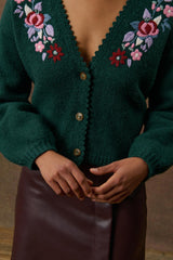 Lunami Embroidered Cardigan in Forest