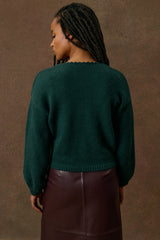 Lunami Embroidered Cardigan in Forest