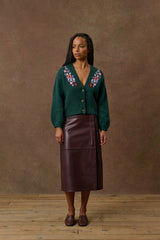 Lunami Embroidered Cardigan in Forest