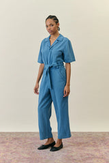 Denim Waist coat in a loose fit with belt to synch in waist 