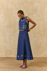 Dafne Embroidered Midi Skirt