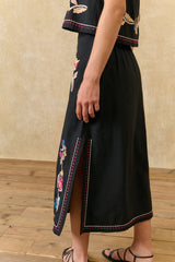Amarante Embroidered Midi Skirt
