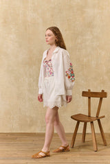 Reynald Embroidered Shirt in Off white