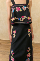 Phadra Embroidered Top in Black