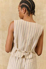 Francie Waistcoat in Navy/ Purple Stripes