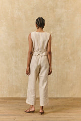 Francie Waistcoat in Navy/ Purple Stripes
