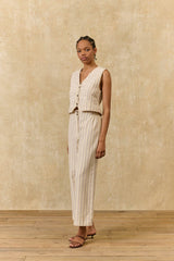 Francie Waistcoat in Navy/ Purple Stripes