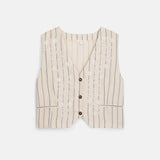 Francie Waistcoat in Navy/ Purple Stripes